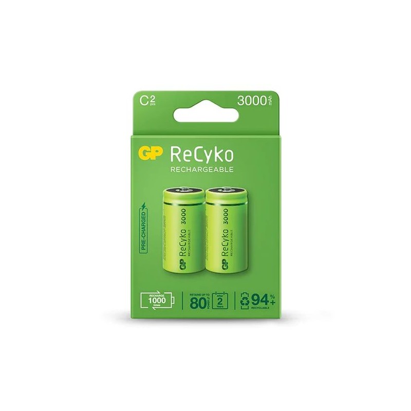 GP RECYKO pacchetto di 2 batterie ricaricabili 3000MAH C 12V - Preca