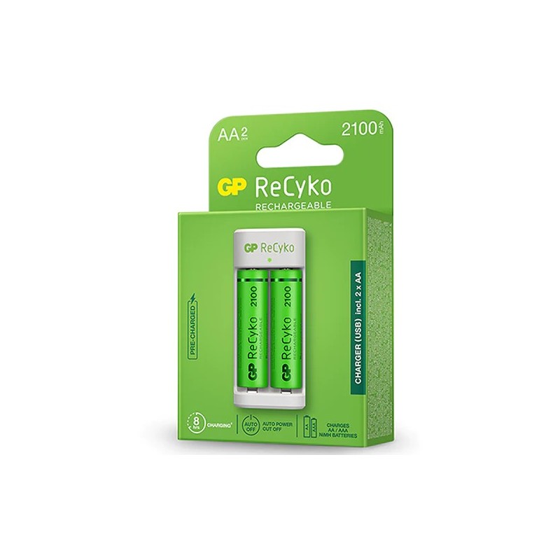 GP Reyko USB Loader Pack + 2 Pilas ricaricabile 2100Mah AA