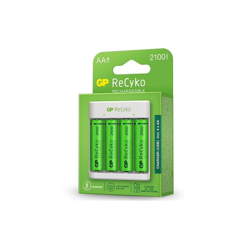 GP RECYKO USB + 4 PILA PLAS ricaricabile 2100MAH AA