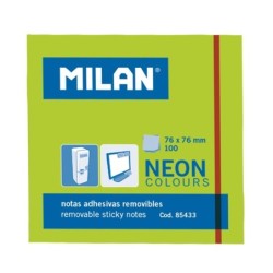 MILAN BLOC di 100 note adesive - rimovibile - 76mm x 76mm - colore ve