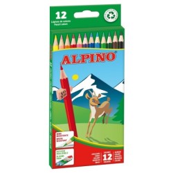 Pacchetto alpino di 12 penne a colori esagonali - miniera resistente