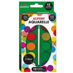 Pacchetto ad acquerello alpino 12 - diametro 28 mm - Colori intensi -