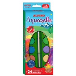 Pacchetto ad acquerello alpino 24 - diametro 28 mm - Colori intensi -