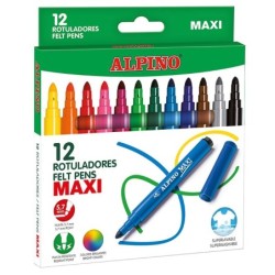 Pacchetto alpino di 12 marker maxi spessi - punta da 6 mm - colori su