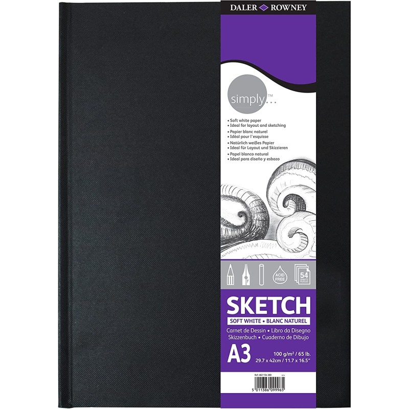 Daler Rowney semplicemente disegnando notebook A3 - 100g/m2 - Copertu