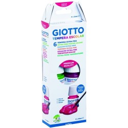 Giotto Tempera Pack di 6 barche da 25 ml+ Pennello - base d'acqua -