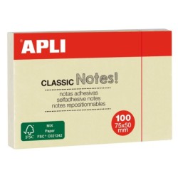 Apli Notas Adhesivas Classic 75x50mm Bloc 100 Hojas - Adhesivo de Cal