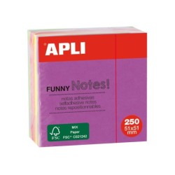 Note adesive applicate divertenti 51x51mm mini -cubo 250 fogli - 5 co