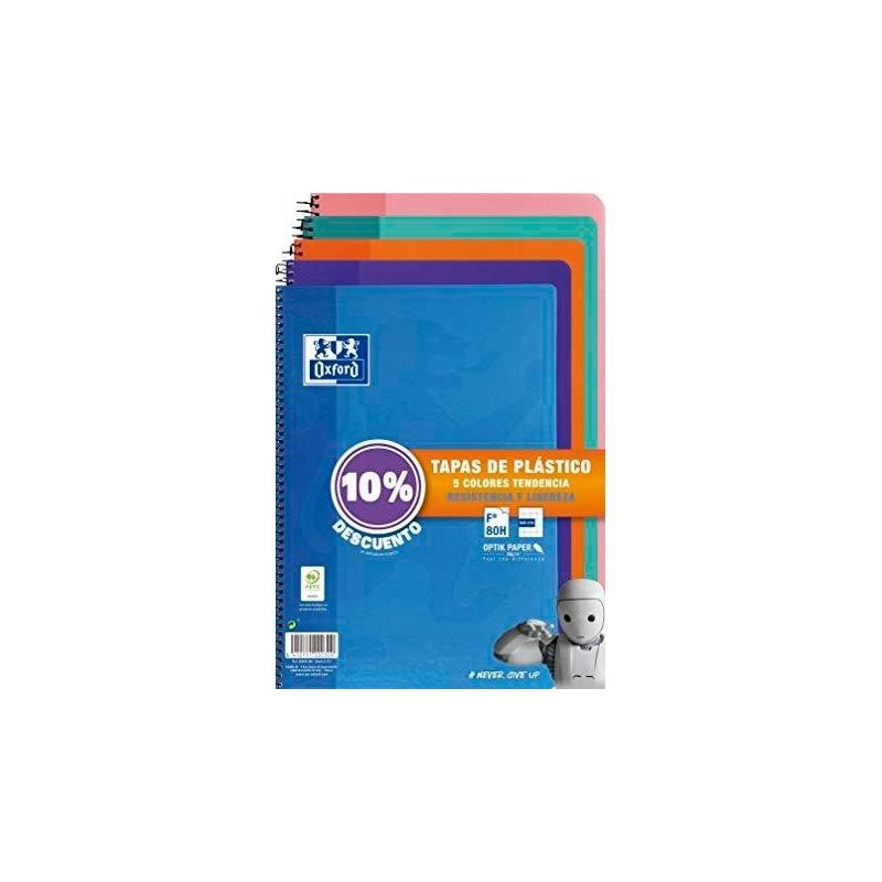 Oxford Classic Pack 5 Notebook Formato a spirale Folio Crich 4x4mm -