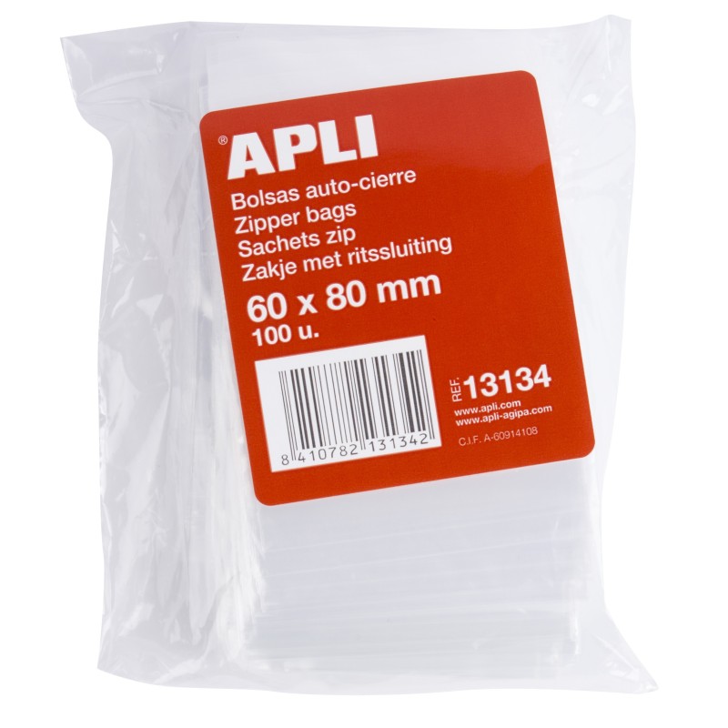 Sacchetti con zip APli Closura trasparente 60x80mm - Materiale LDPE -