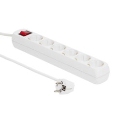 Schuko Power Strip 6-way 3M - White - Warranty 12M