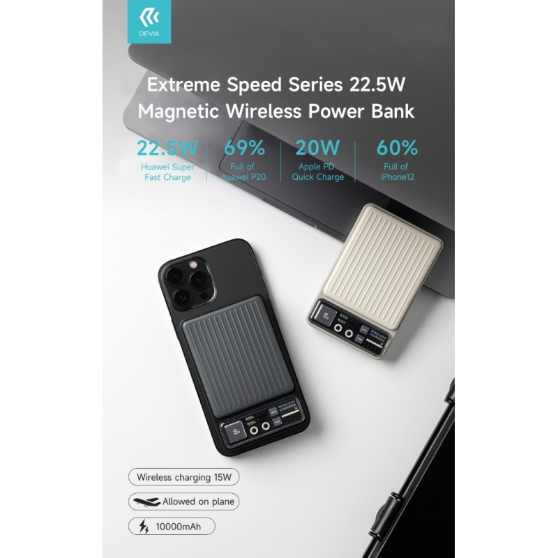 Power bank carica rapida 225w wireless magnetico 10000mah