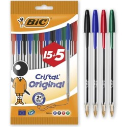 Bic Cristal Original 15 5 Confezione da 20 Penne a Sfera - Punta Roto