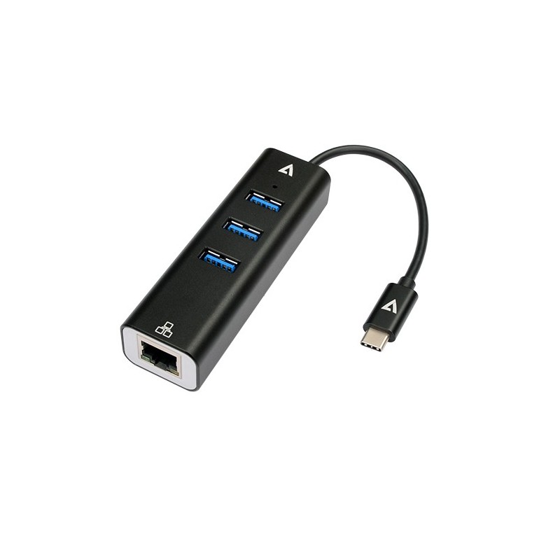 V7 V7UCRJ45USB3 hub di interfaccia USB tipo-C 1000 Mbit/s Nero